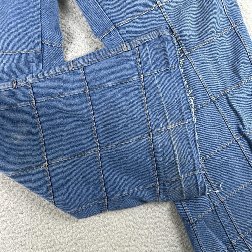 Vintage Brittania Jeans Womens 34x31 Windowpane Bell Bottom Flare Patchwork 70s - Picture 7 of 15